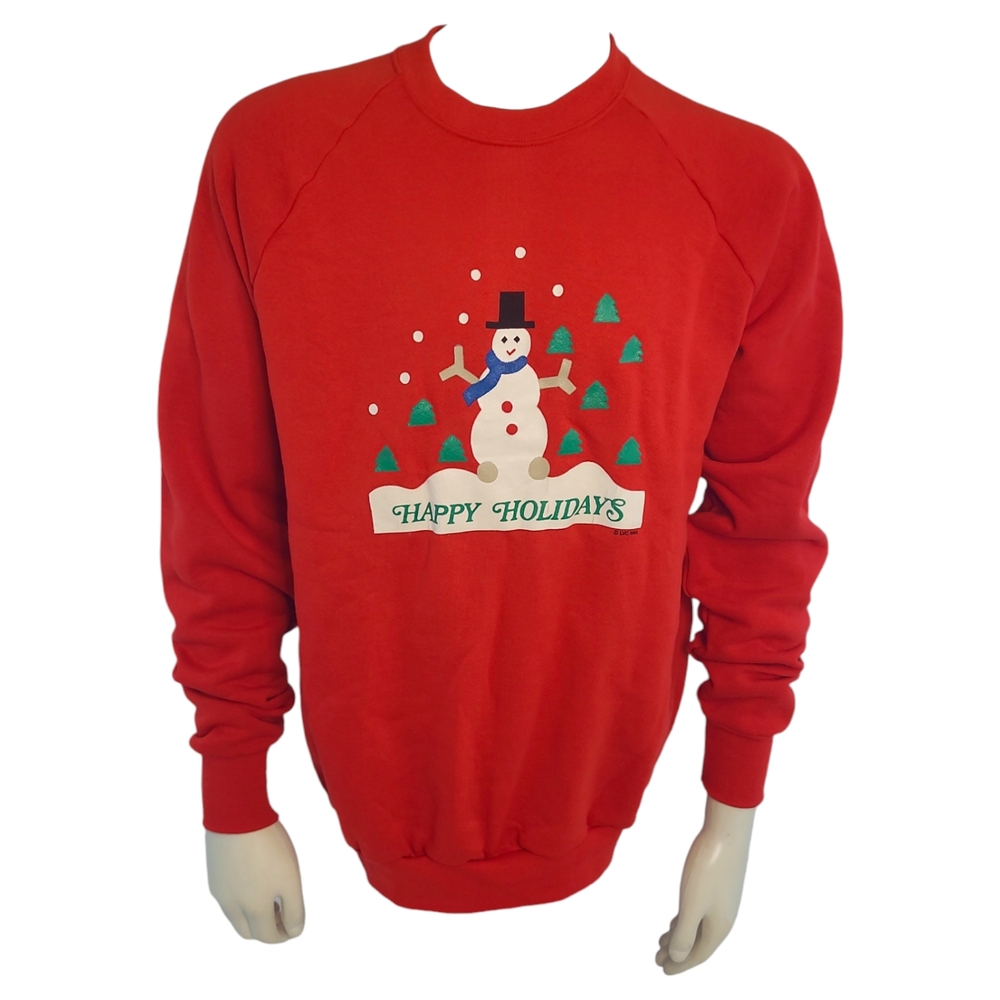 Vintage Screen Stars XL Red Sweatshirt Made in USA Shirt Ugly Christmas Sweater